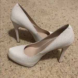 White, slightly sparkling platform heels